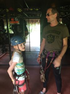 Fay and Ryan preparing to zipline