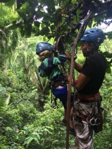 Rex hooking up to zipline