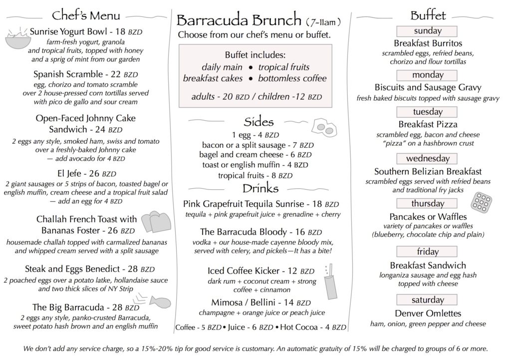 Barracuda Brunch Menu