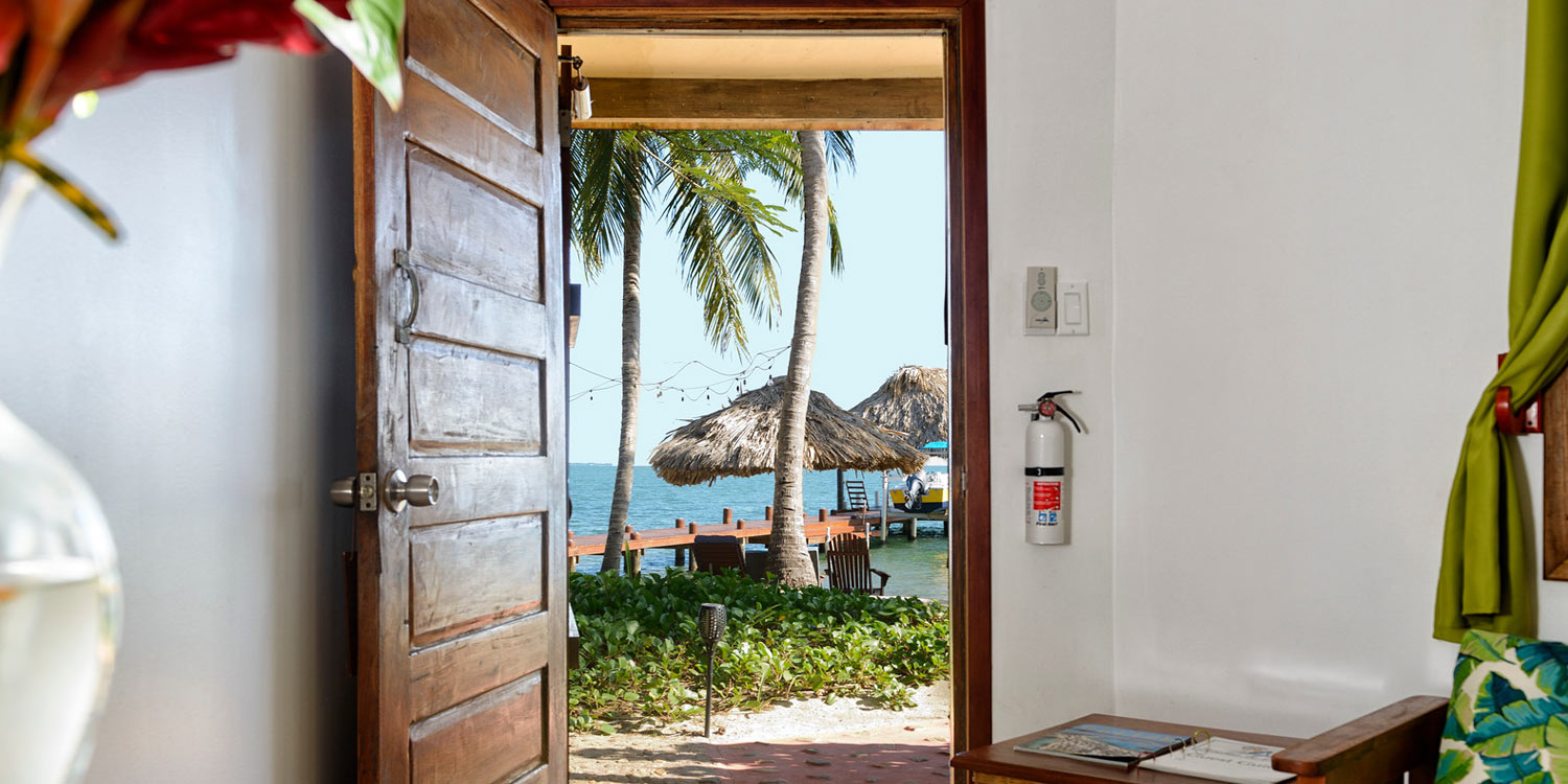 Cabana on beach and water