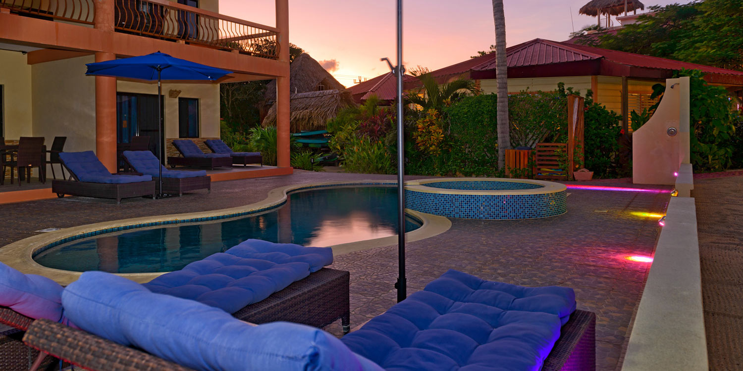 Beach pool at sunset