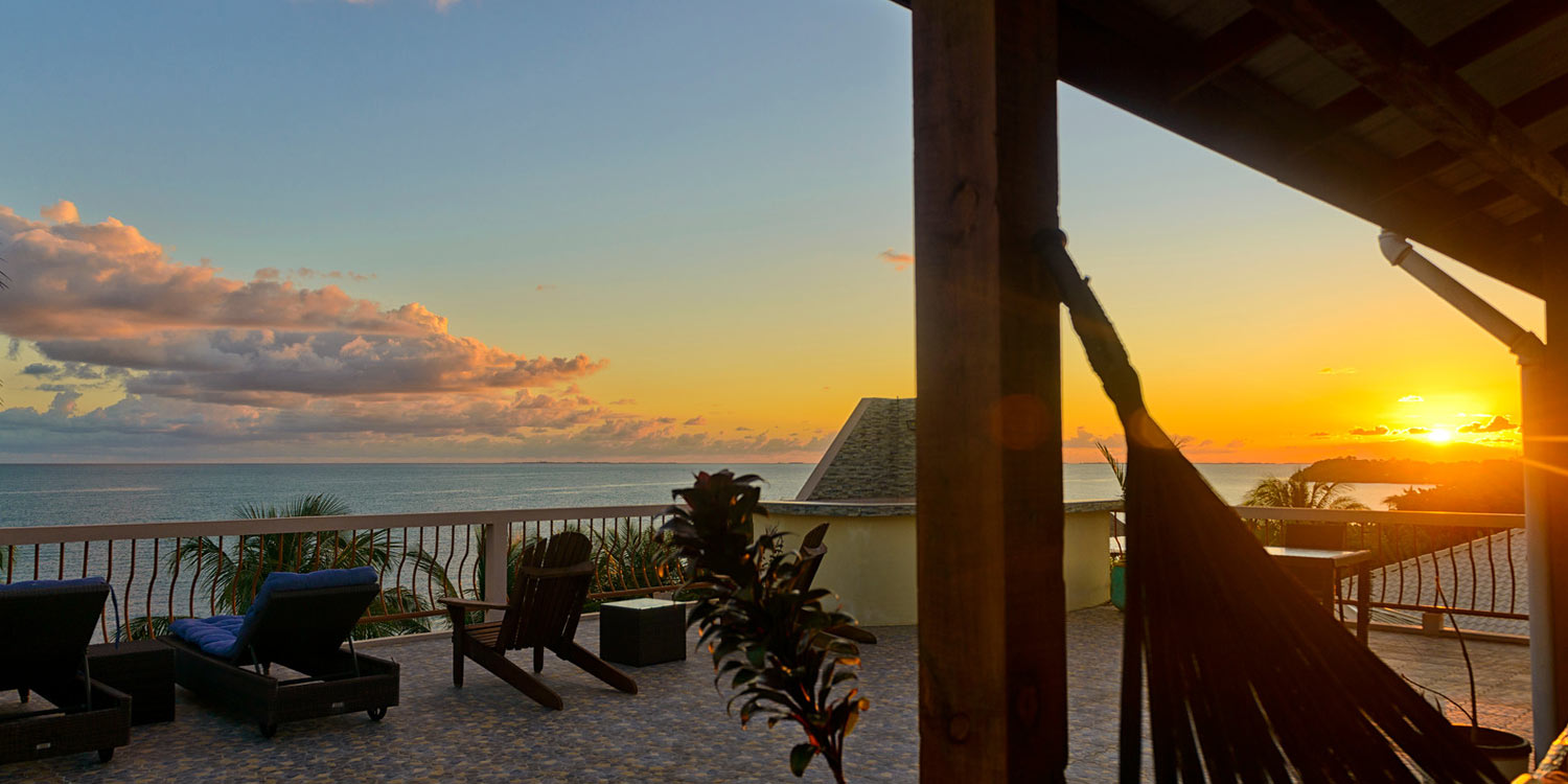 Hotel rooftop at sunset