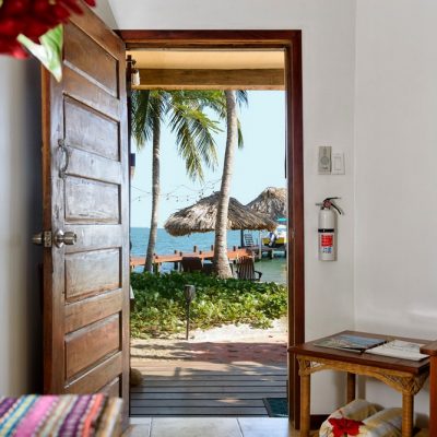 Cabana on beach and water