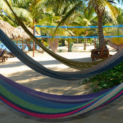 Three hammocks on Belize beach