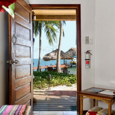 Beach cabana looking out on Caribbean