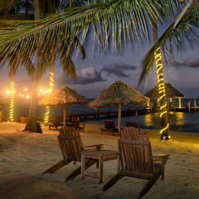 Belize beach at night