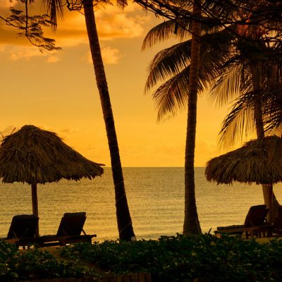 Sunset on Hopkins Belize beach