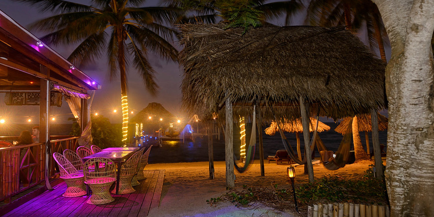 Hammocks at night on beach