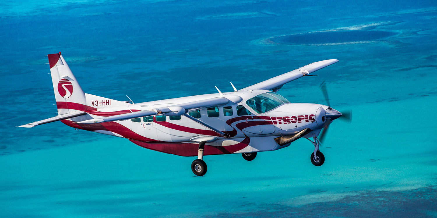 Tropic air flight over Caribbean