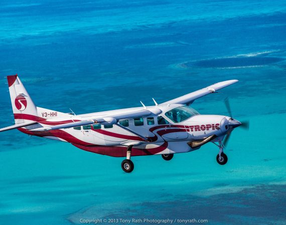 Tropic air flight over Caribbean