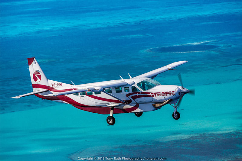 Tropic air flight over Caribbean