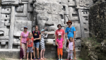 Friends in front of temple