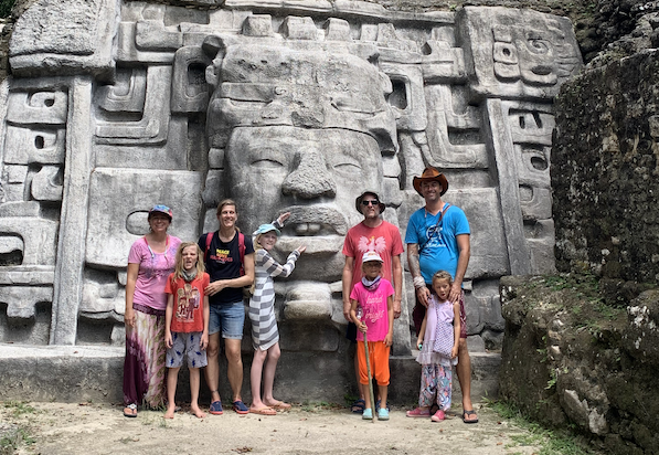 Friends in front of temple